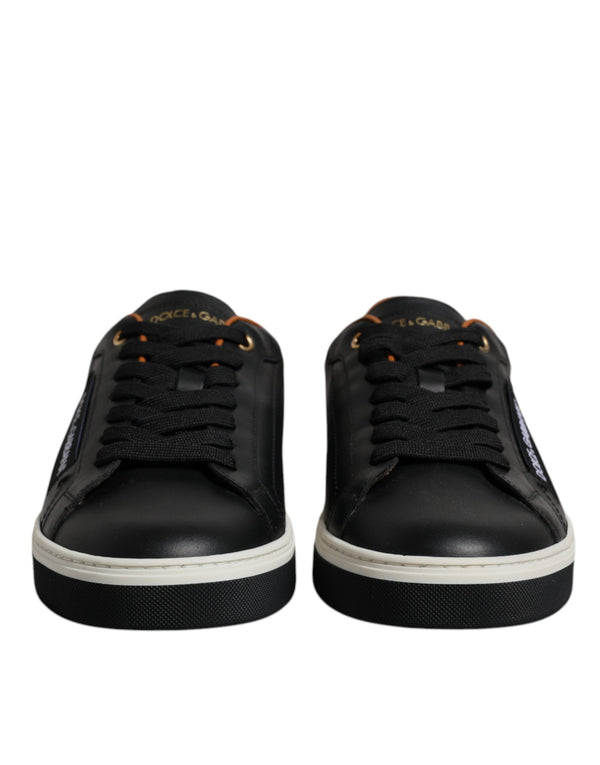 Schwarz Leder Low Top Männer Turnschuhe Schuhe