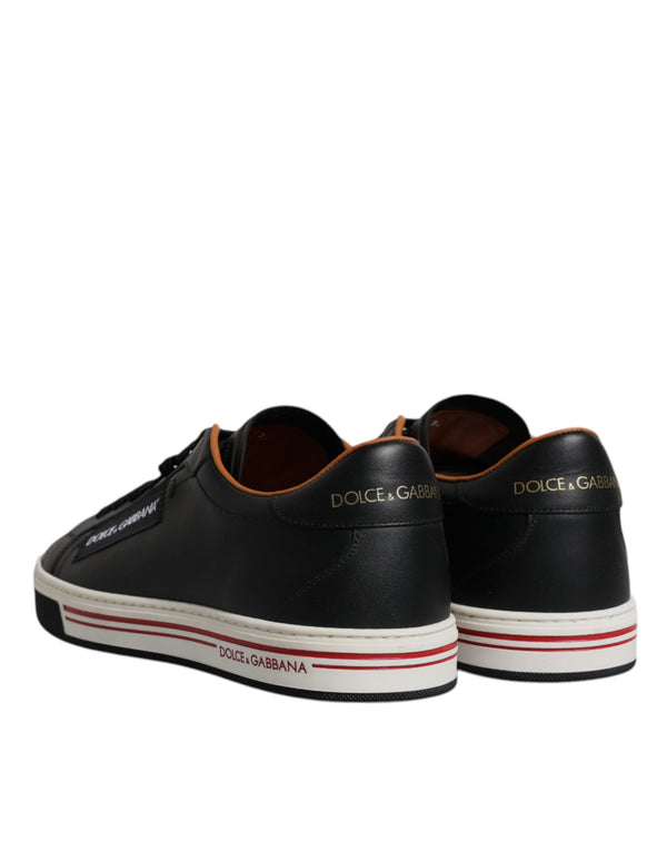 Schwarz Leder Low Top Männer Turnschuhe Schuhe