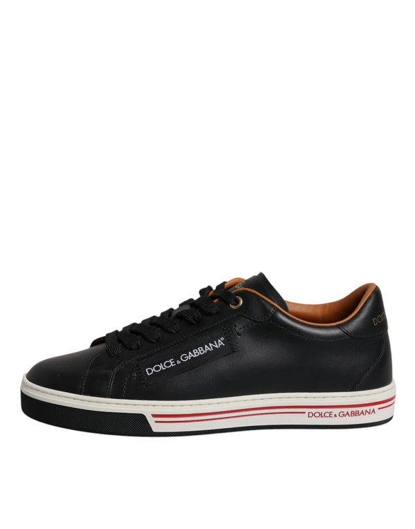 Schwarz Leder Low Top Männer Turnschuhe Schuhe