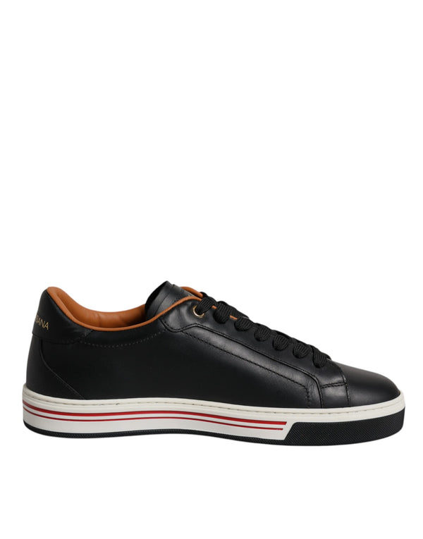 Schwarz Leder Low Top Männer Turnschuhe Schuhe