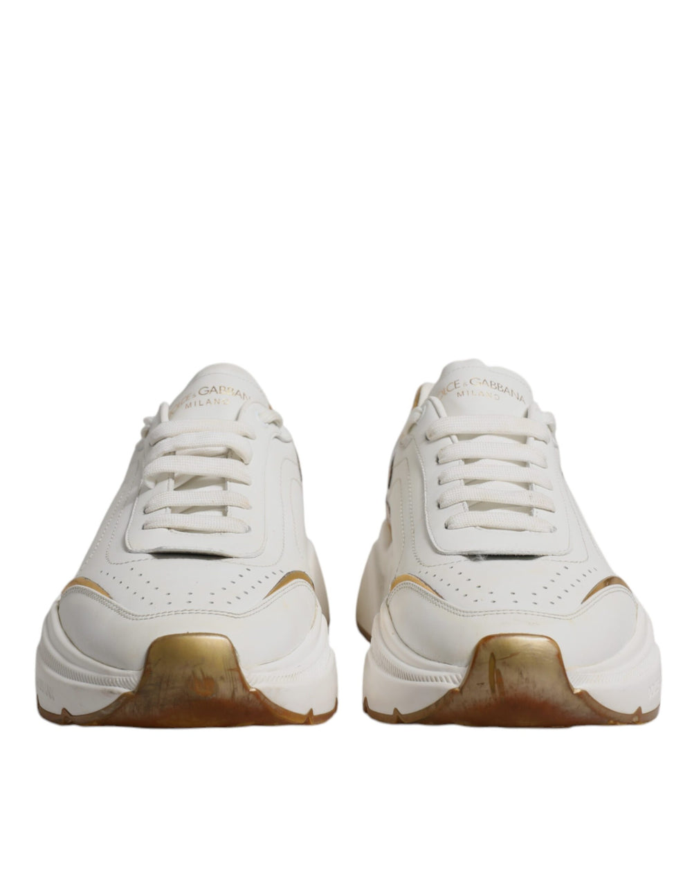 Weiß Gold DAYMASTER Leder Turnschuhe Schuhe