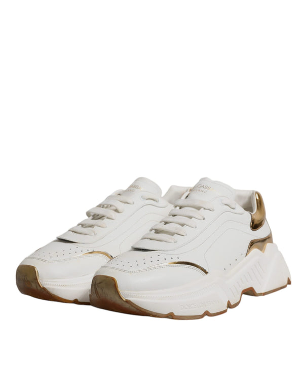 Weiß Gold DAYMASTER Leder Turnschuhe Schuhe