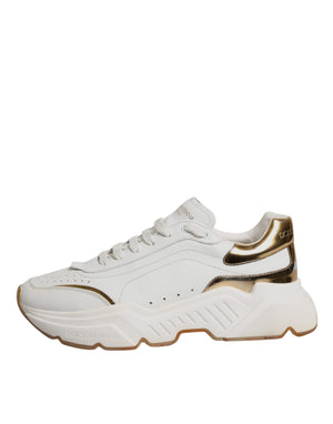 Weiß Gold DAYMASTER Leder Turnschuhe Schuhe