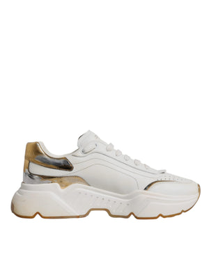 Weiß Gold DAYMASTER Leder Turnschuhe Schuhe