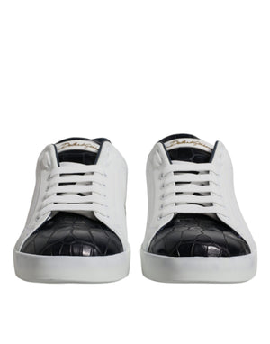 Weiß Schwarz Leder Portofino Turnschuhe Schuhe