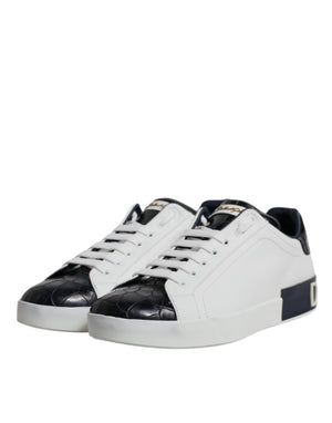 Weiß Schwarz Leder Portofino Turnschuhe Schuhe