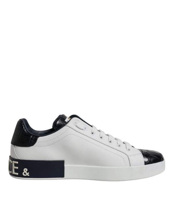 Weiß Schwarz Leder Portofino Turnschuhe Schuhe