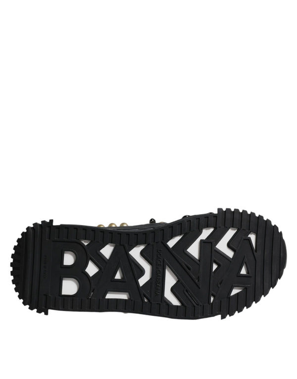 Schwarze Leder Nieten-Sandalen Schuhe