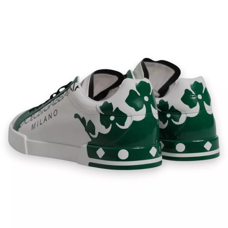 Weiß Grün Leder Crown Milano Turnschuhe Schuhe