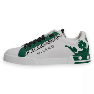 Weiß Grün Leder Crown Milano Turnschuhe Schuhe