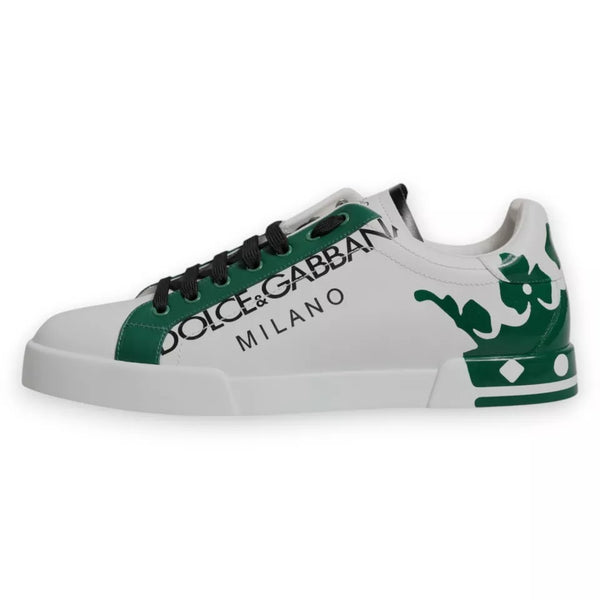 Weiß Grün Leder Crown Milano Turnschuhe Schuhe