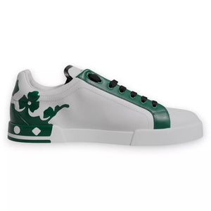 Weiß Grün Leder Crown Milano Turnschuhe Schuhe
