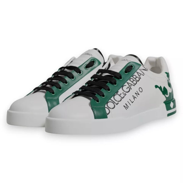 Weiß Grün Leder Crown Milano Turnschuhe Schuhe