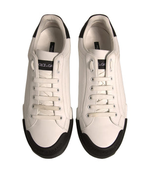 Weiß Leder Logo Portofino Turnschuhe Schuhe