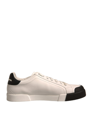 Weiß Leder Logo Portofino Turnschuhe Schuhe
