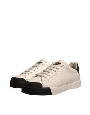 Weiß Leder Logo Portofino Turnschuhe Schuhe