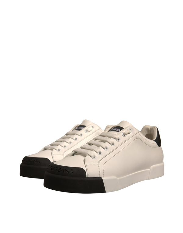 Weiß Leder Logo Portofino Turnschuhe Schuhe