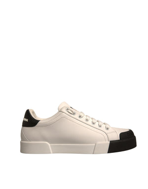 Weiß Leder Logo Portofino Turnschuhe Schuhe