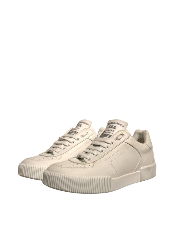 Weiß Miami Leder Low Top Turnschuhe Schuhe