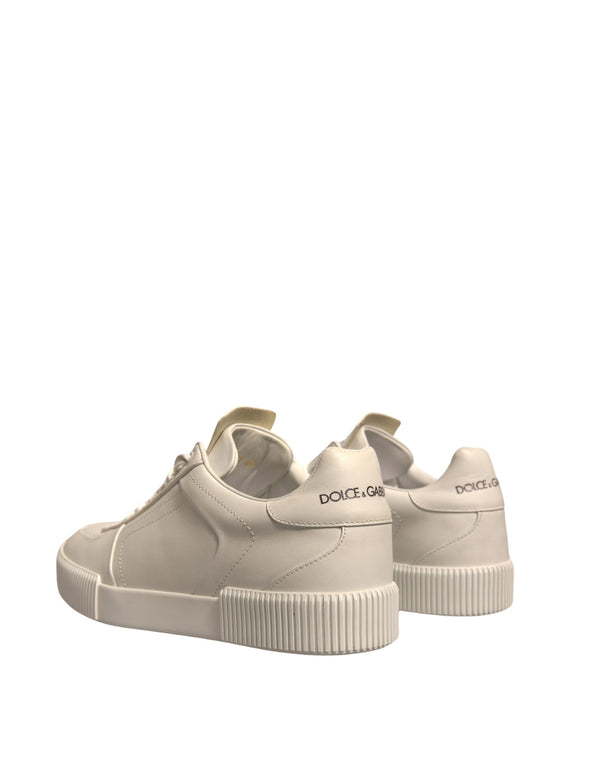 Weiß Miami Leder Low Top Turnschuhe Schuhe