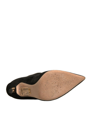 Schwarze Wildleder Stiletto Kniehohe Stiefel Schuhe