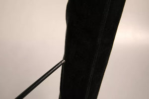 Schwarze Wildleder Stiletto Kniehohe Stiefel Schuhe