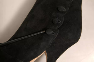 Schwarze Wildleder Absätze Kniehohe Stiefel Schuhe