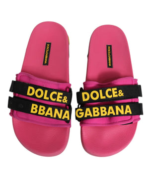 Fuchsia Neopren Rutschen Flats Beachwear Schuhe