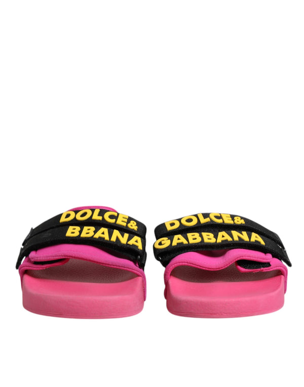 Fuchsia Neopren Rutschen Flats Beachwear Schuhe