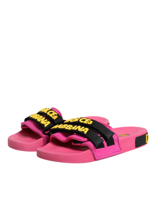 Fuchsia Neopren Rutschen Flats Beachwear Schuhe