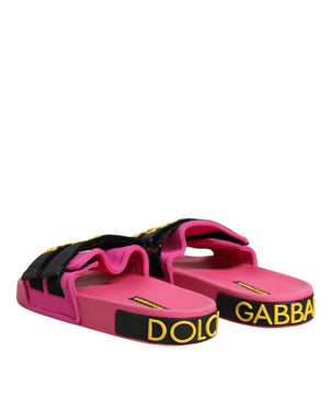 Fuchsia Neopren Rutschen Flats Beachwear Schuhe