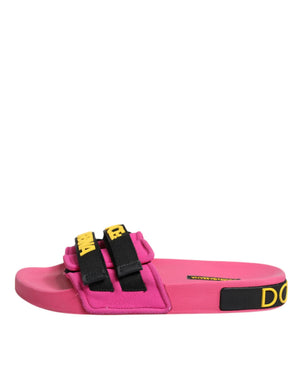 Fuchsia Neopren Rutschen Flats Beachwear Schuhe