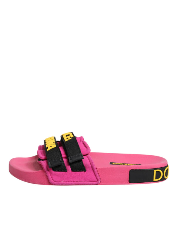 Fuchsia Neopren Rutschen Flats Beachwear Schuhe