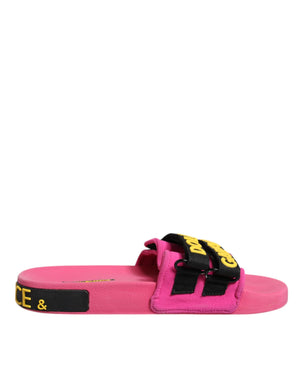 Fuchsia Neopren Rutschen Flats Beachwear Schuhe