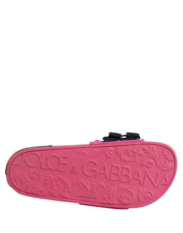 Fuchsia Neopren Rutschen Flats Beachwear Schuhe