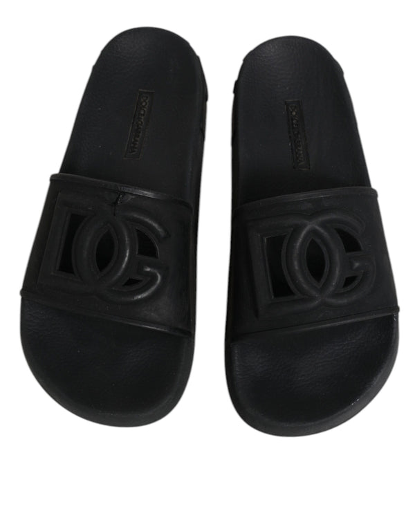 Schwarze Gummirutsche Sandalen Strandbekleidung Schuhe