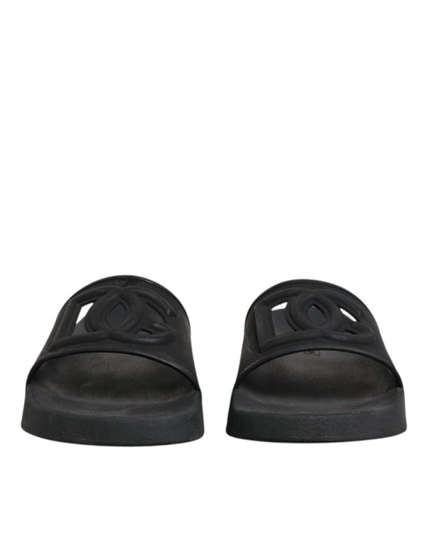 Schwarze Gummirutsche Sandalen Strandbekleidung Schuhe