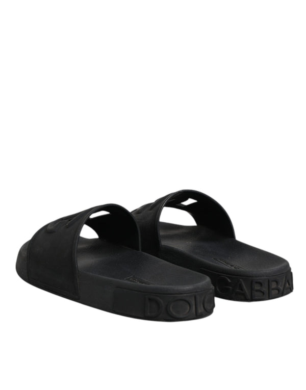 Schwarze Gummirutsche Sandalen Strandbekleidung Schuhe