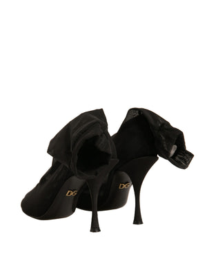 Schwarz Seide Mesh Socke Stil Heels Stiefel Schuhe