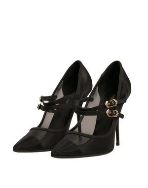 Schwarz Mesh Mary Jane High Heels Pumps Schuhe