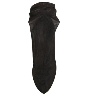 Schwarz Seide Mesh Socke Stil Heels Stiefel Schuhe