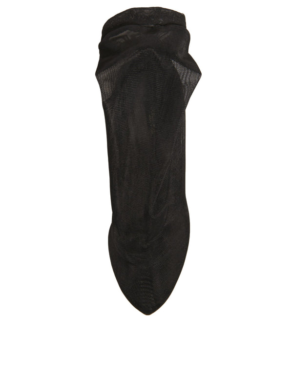 Schwarz Seide Mesh Socke Stil Heels Stiefel Schuhe