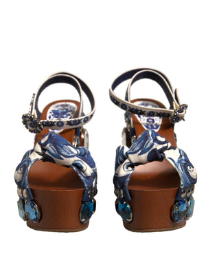 Multicolor Majolika verschönerte Keilsandalen Schuhe