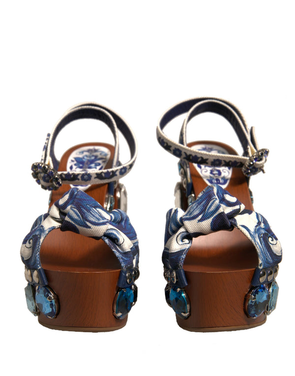 Multicolor Majolika verschönerte Keilsandalen Schuhe