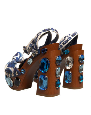 Multicolor Majolika verschönerte Keilsandalen Schuhe