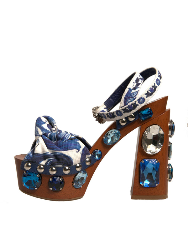 Multicolor Majolika verschönerte Keilsandalen Schuhe