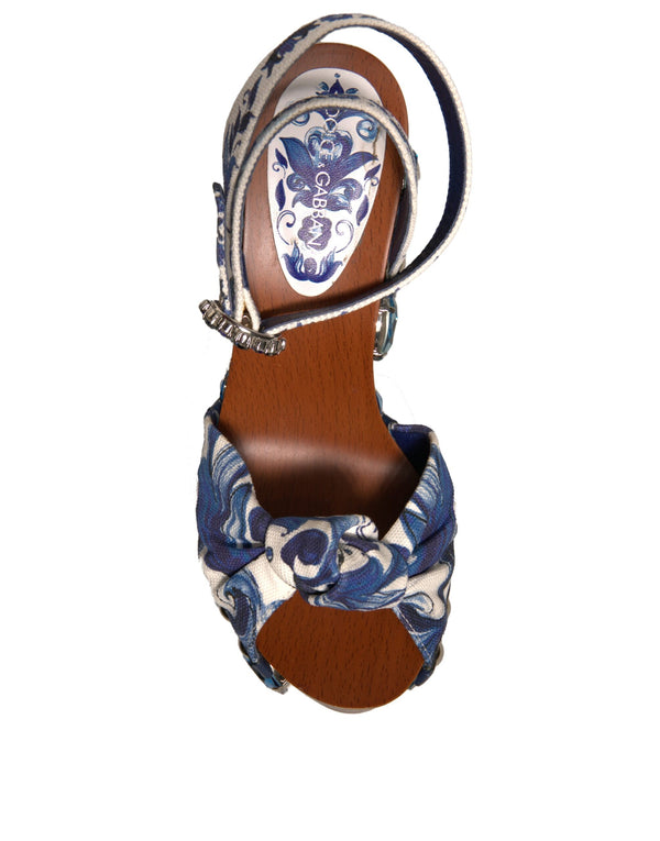 Multicolor Majolika verschönerte Keilsandalen Schuhe