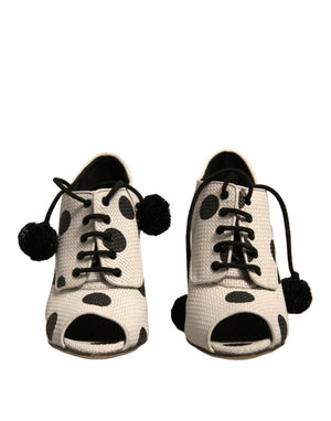 Weiß Schwarz Polka Dot Peep Toe Ankle Boots Schuhe