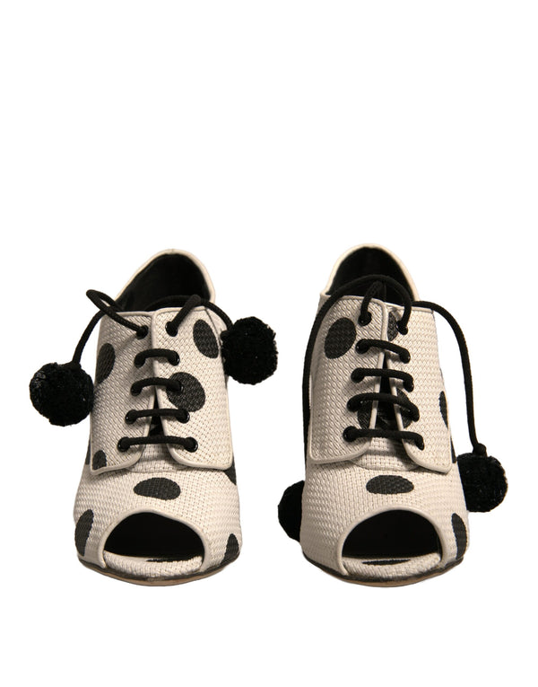 Weiß Schwarz Polka Dot Peep Toe Ankle Boots Schuhe