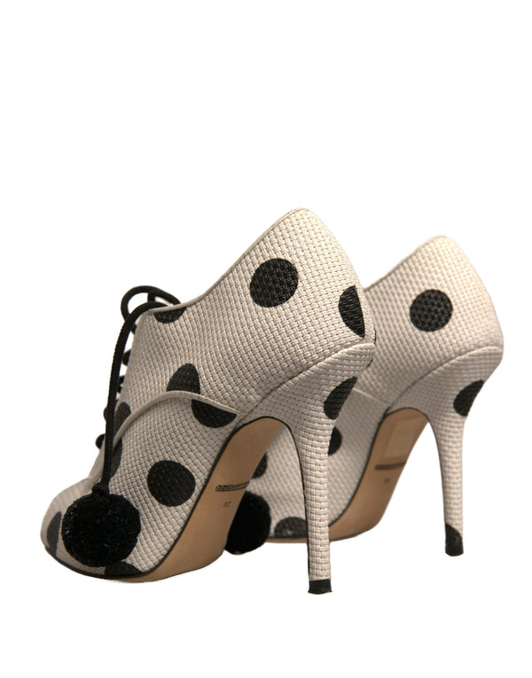 Weiß Schwarz Polka Dot Peep Toe Ankle Boots Schuhe